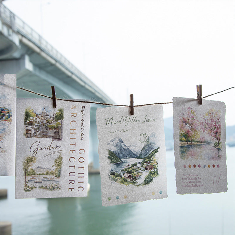 Watercolor Landscape Material Paper – Leisurely Journey Series, 20 Pcs - ViktaShop