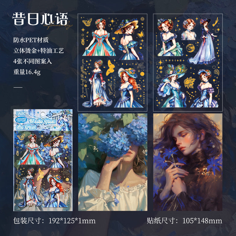 Girls vintage character PET Stickersr