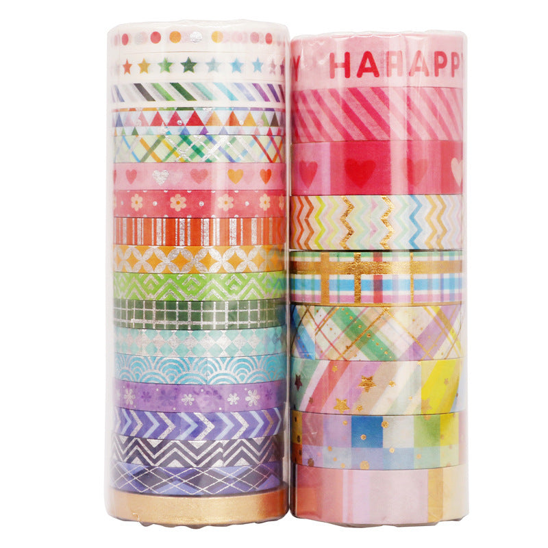 Bronzing Rainbow Washi Tape Set – Thin Strips, 27 Rolls - ViktaShop