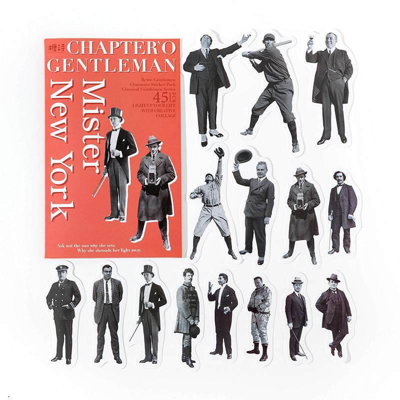 Sugar Poem Retro Gentleman Era Sticker Pack, 4 Pcs - ViktaShop