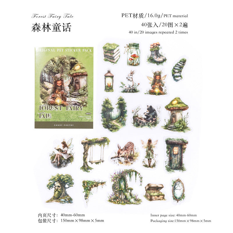 Sugar Poetry PET Sticker Pack – Forest Fantasy Series, 40 Pcs - ViktaShop
