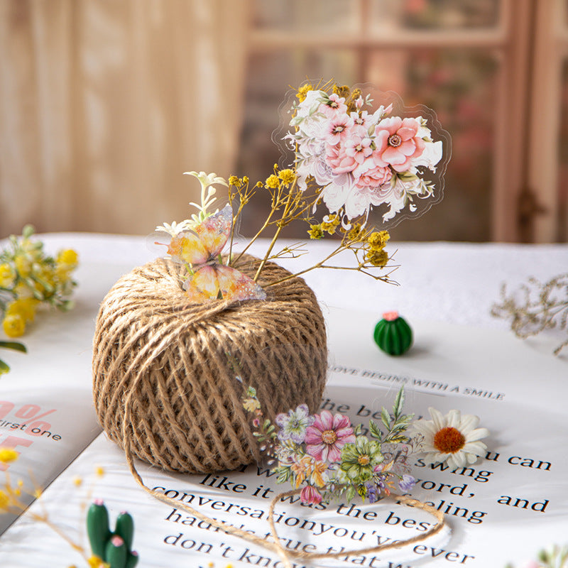 Hazy Weaving Flower Series PET Sticker, 10 Pcs - ViktaShop