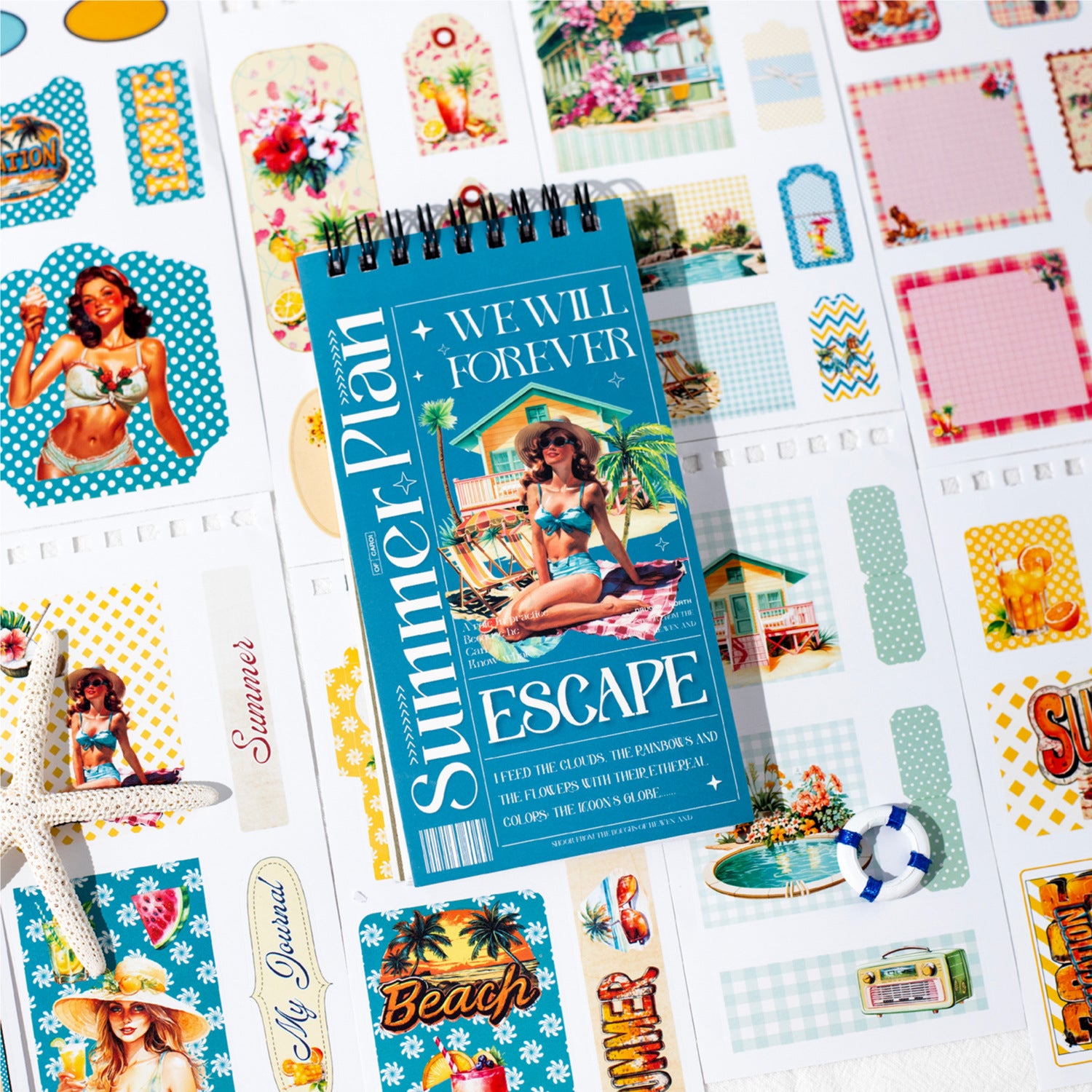 Summer paper stickers book 50 psc