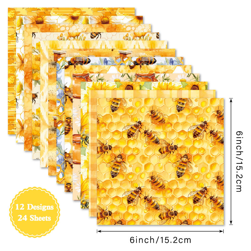 Honey Background Paper – Single-Sided, 24 Sheets - ViktaShop