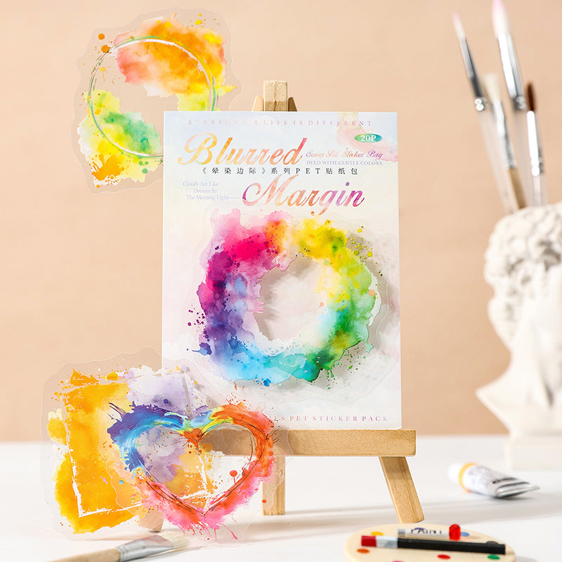 Ketchup Smudged Edge Watercolor Frame PET Stickers, 6 Options - ViktaShop