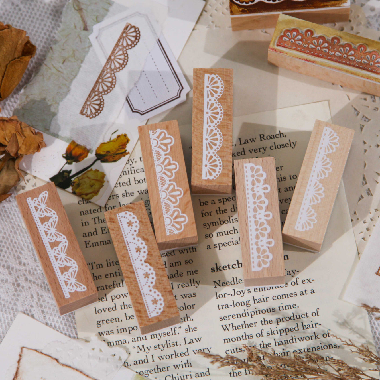 Custom Wooden Seal – Lace Flower Stamp - ViktaShop