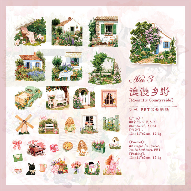Romantic Garden PET Stickers - ViktaShop