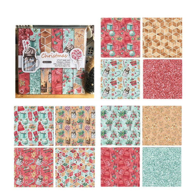 Christmas Pattern Background Paper – 24 Sheets - ViktaShop