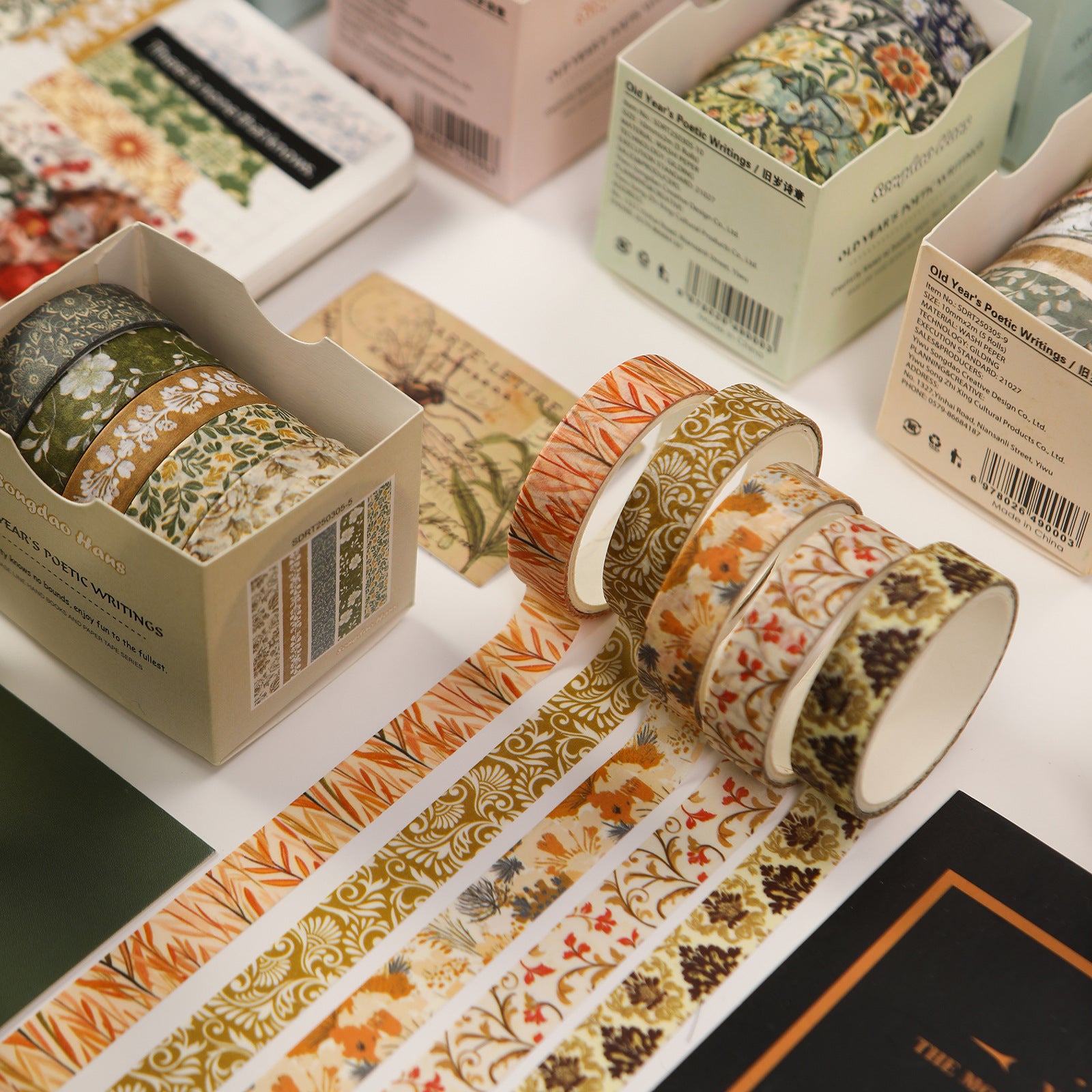 Old Year Poem Washi Tape Set – Retro Literary Style, 12 Options - ViktaShop