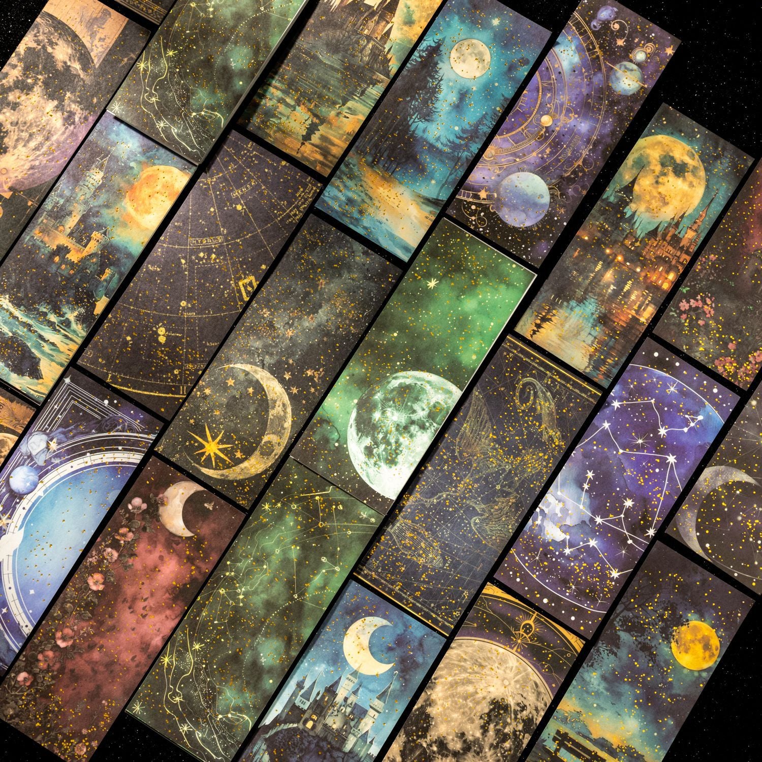 Gilded Stickers – Moon Shadow Series, 6 Options - ViktaShop