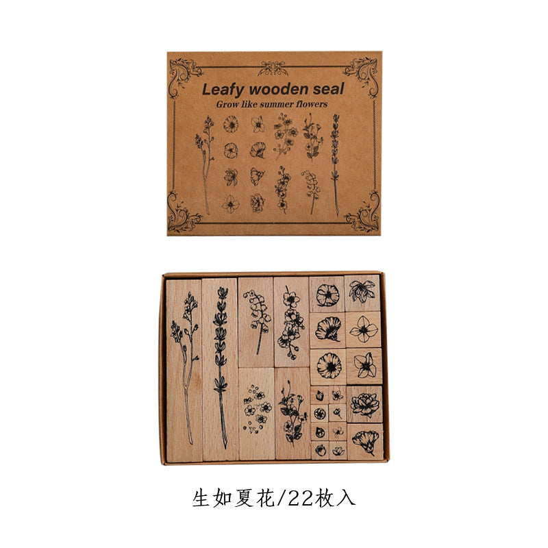 Lush Leaves Wooden Stamp – Lotus & Plant Design, 2 Options - ViktaShop