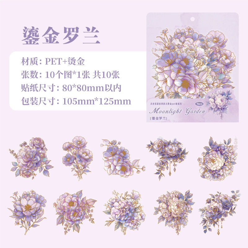 Moonlight Garden Series Retro Pet Stickers 6 Styles 10 psc