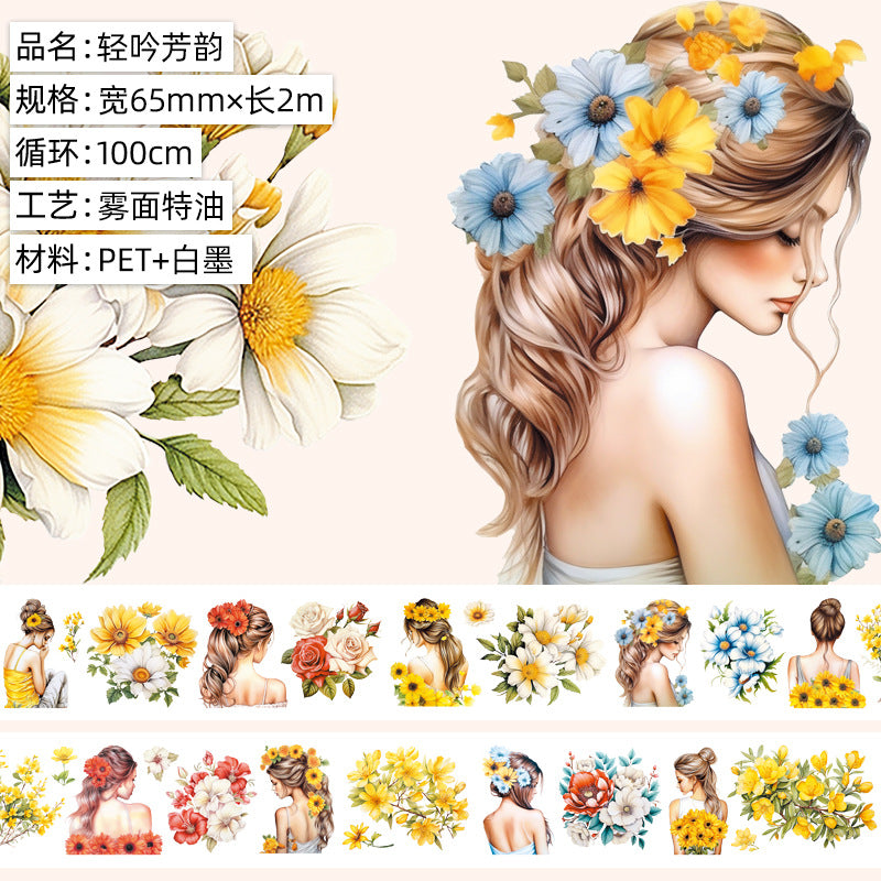 Flower Figure PET Tape – Full Roll Cycle Material for DIY Decoration - 2m - ViktaShop