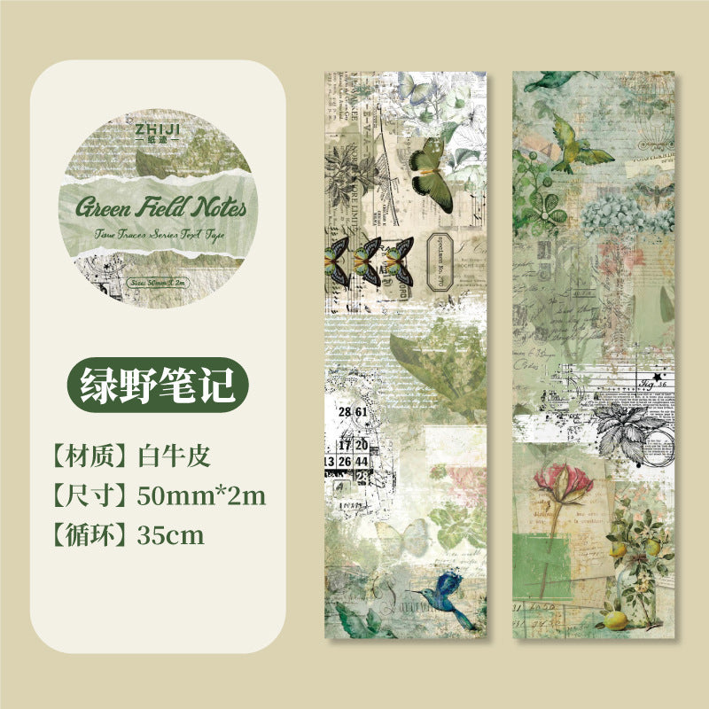 Old Letter Washi Tape – Paper Trace Series, Retro Loop Design, 2m - ViktaShop