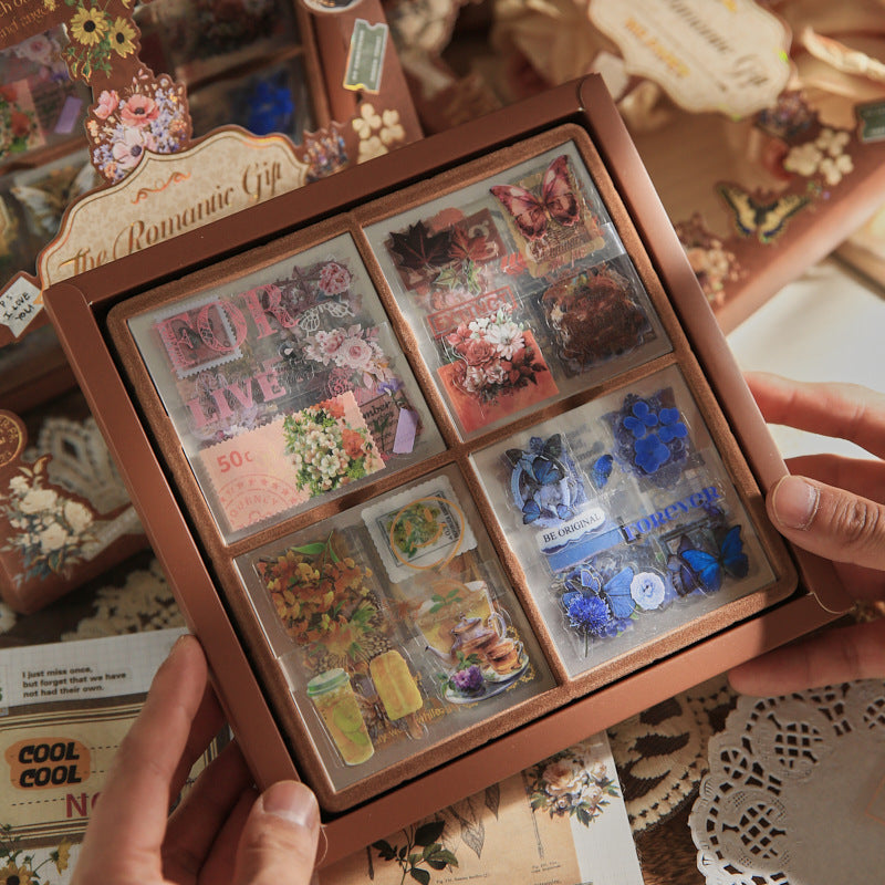 Vintage Sticker Gift Box - Romantic Gift Series, 100 Pcs - ViktaShop