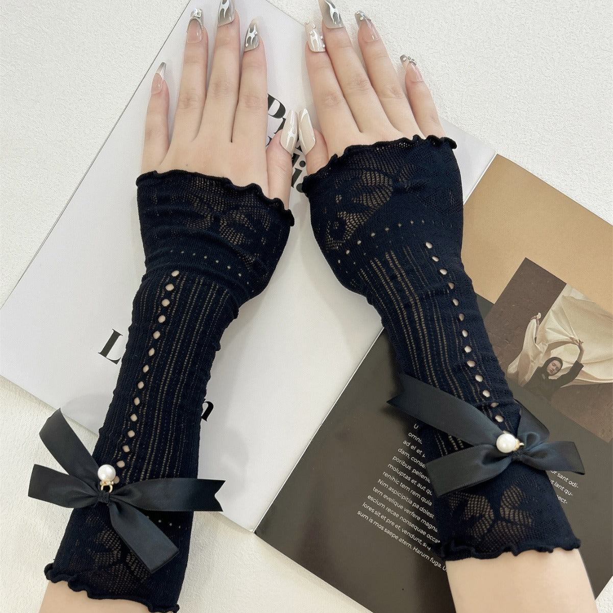 Japanese Bow Strap Net Arm Sleeve - ViktaShop