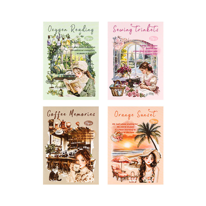 Dark Phantom Little Lucky Series Home Daily  Material Stickers  Book 20 Sheets 4 Styles