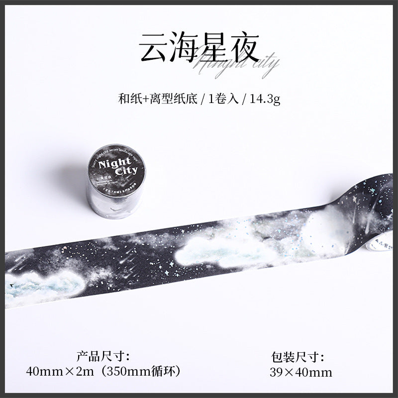 Hot Silver Landscaping Tape – Starry Night City, Dark Theme, 2m - ViktaShop