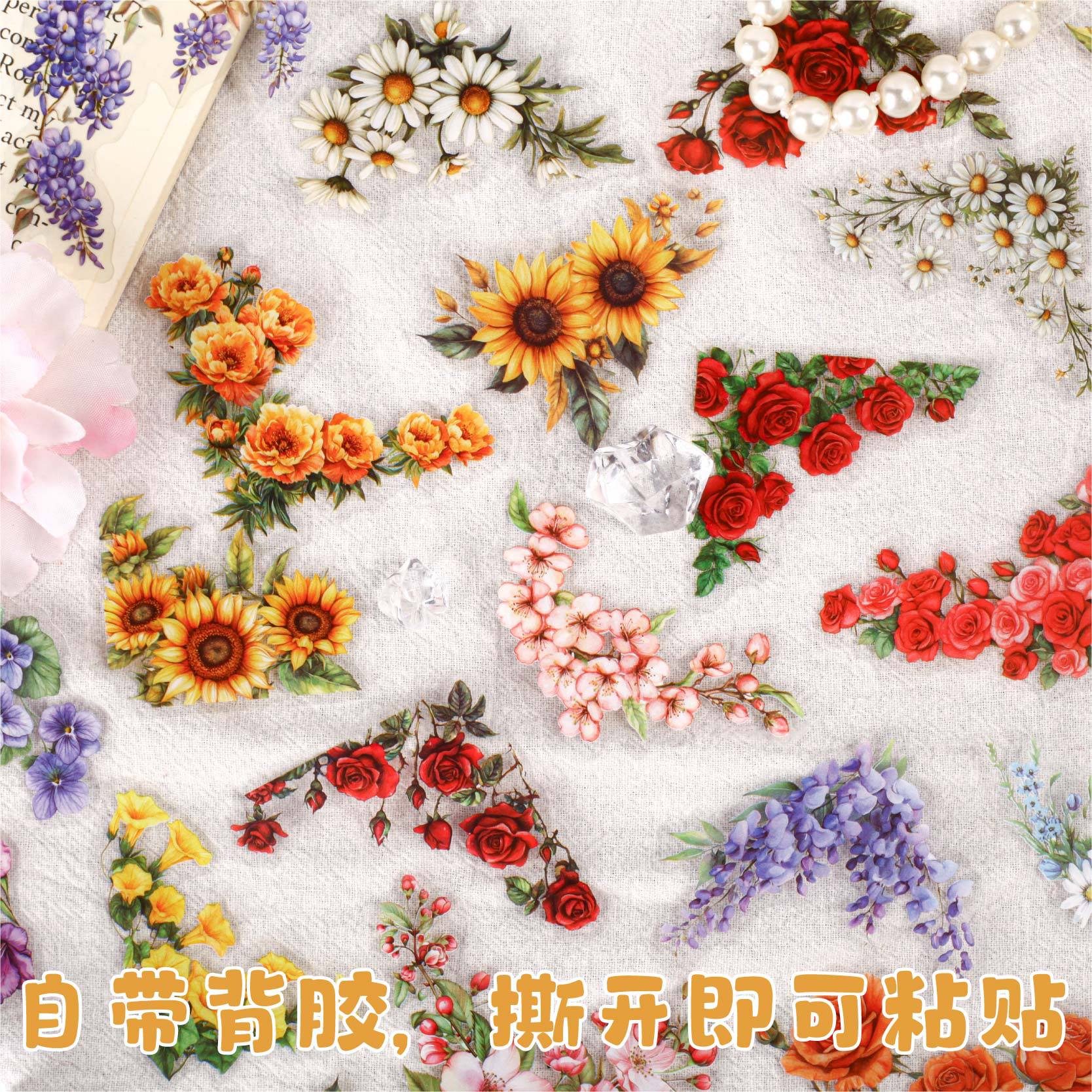 Retro Flower Corner Stickers – DIY Plant Border for Hand Accounts, 6 Options - ViktaShop