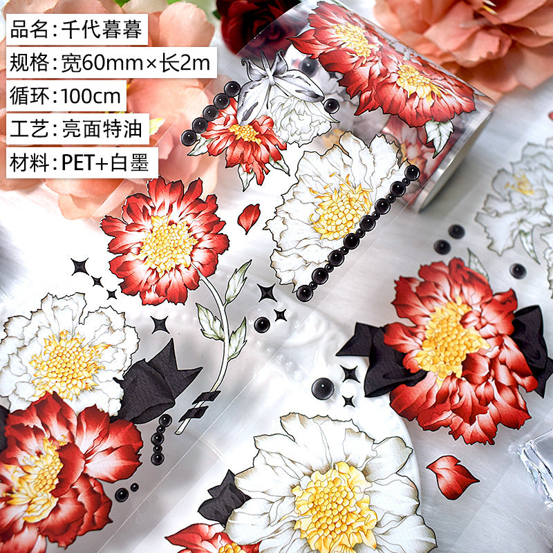 Plant Small Flowers PET Tape – Bright Decorative Collage Material, 2m - ViktaShop