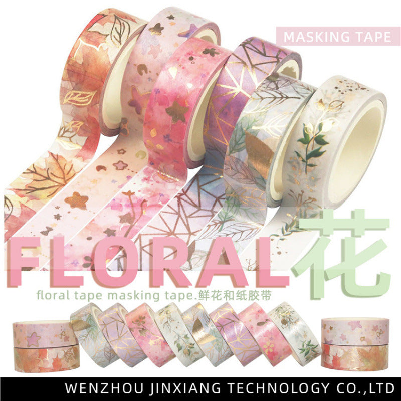 Floral Hot Stamping Washi Tape Set – 6 Rolls - ViktaShop
