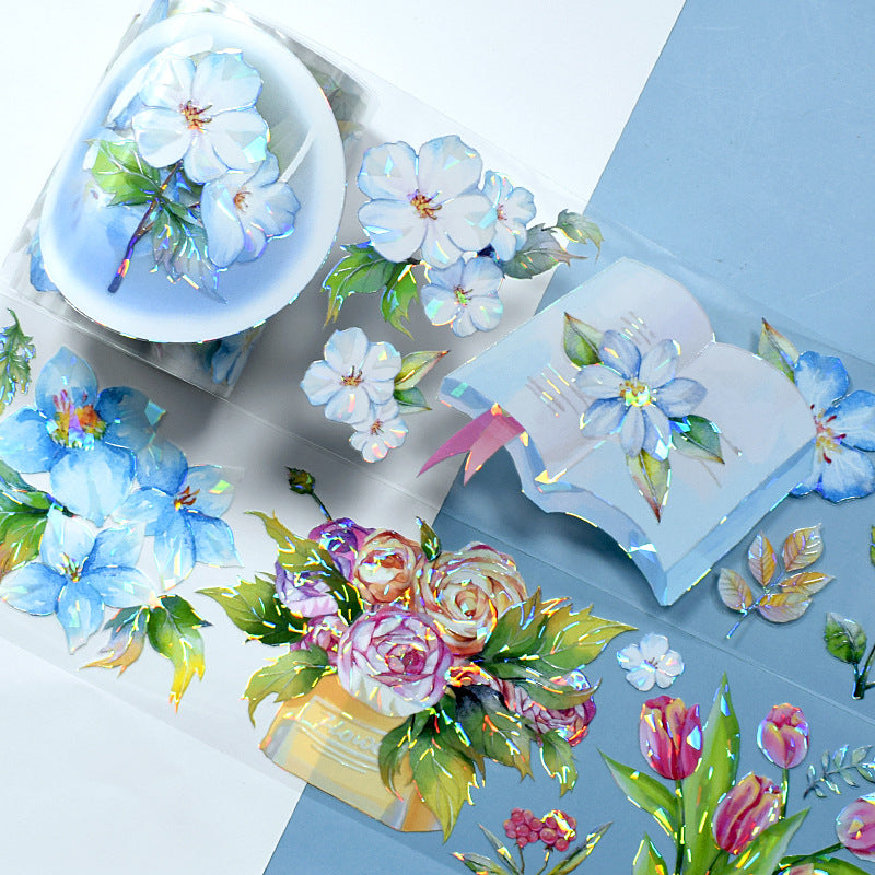 Floral PET Tape - Decorative Oil Paper DIY Stickers, 2m - ViktaShop