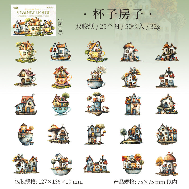 Strange House Series  Hard Card Paper Stickers 4 Styles 25 Pcs