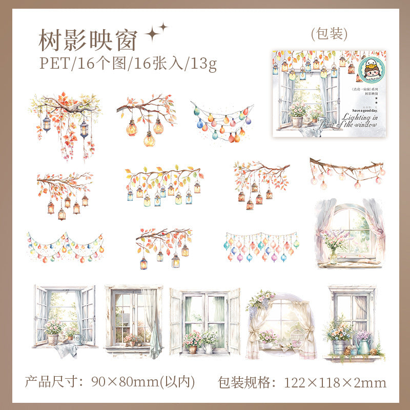 Double White Ink PET Sticker Pack - Window Frame Lighting, 6 Options - ViktaShop