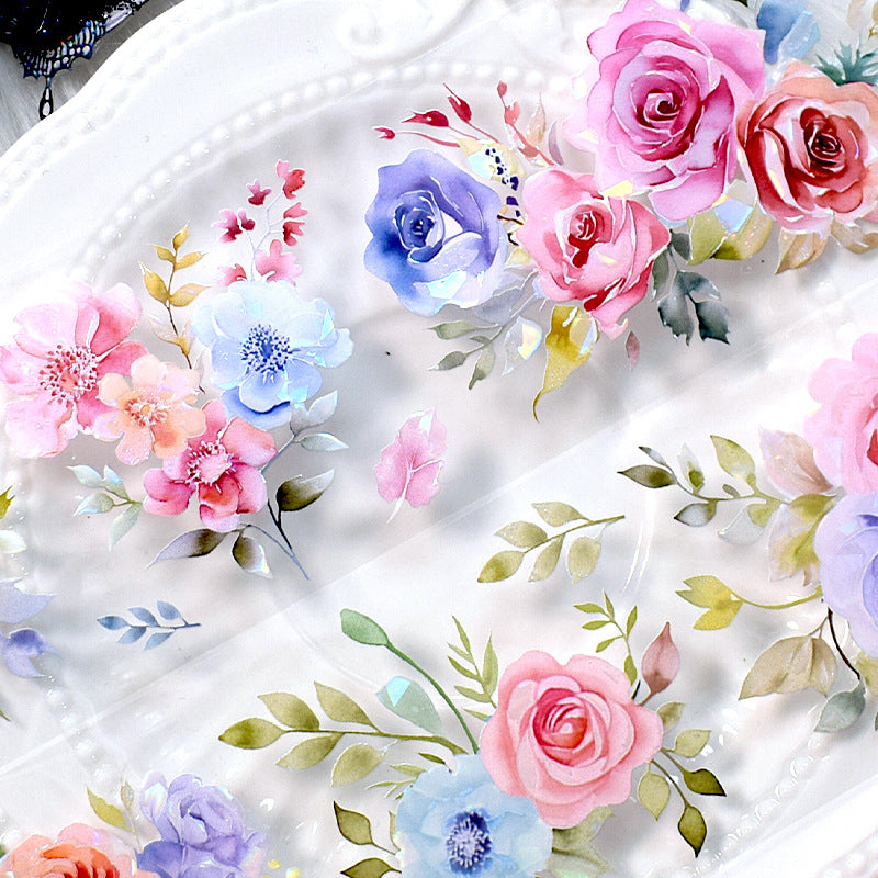 Watercolor Flower PET Tape – Black & White Frame - 2m - ViktaShop