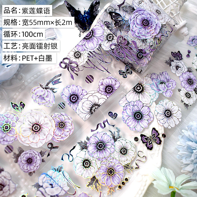 Plant Small Flowers PET Tape – Bright Decorative Collage Material, 2m - ViktaShop