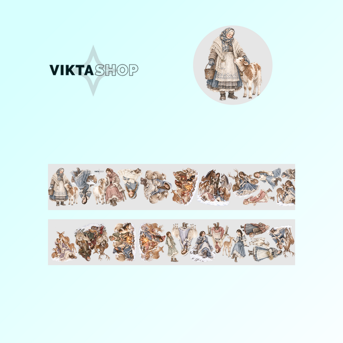 Viktashop Winter Medieval Characters PET Tape 10cm x 1.25m