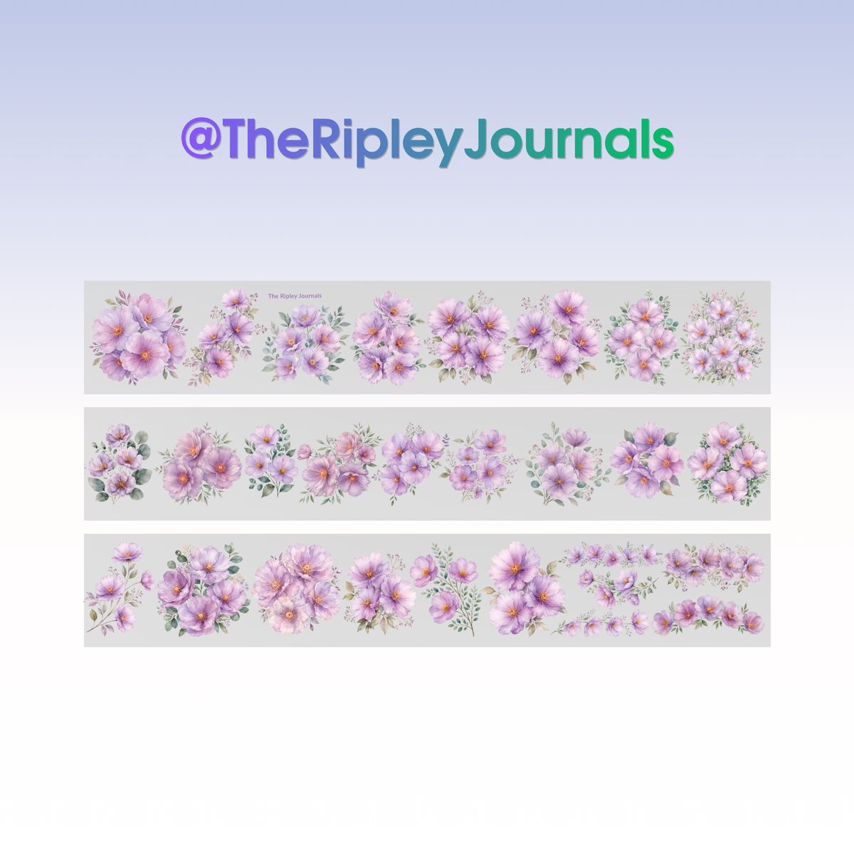 The Ripley Journals Purple Flowers PET Tape 6cm x 1.25m