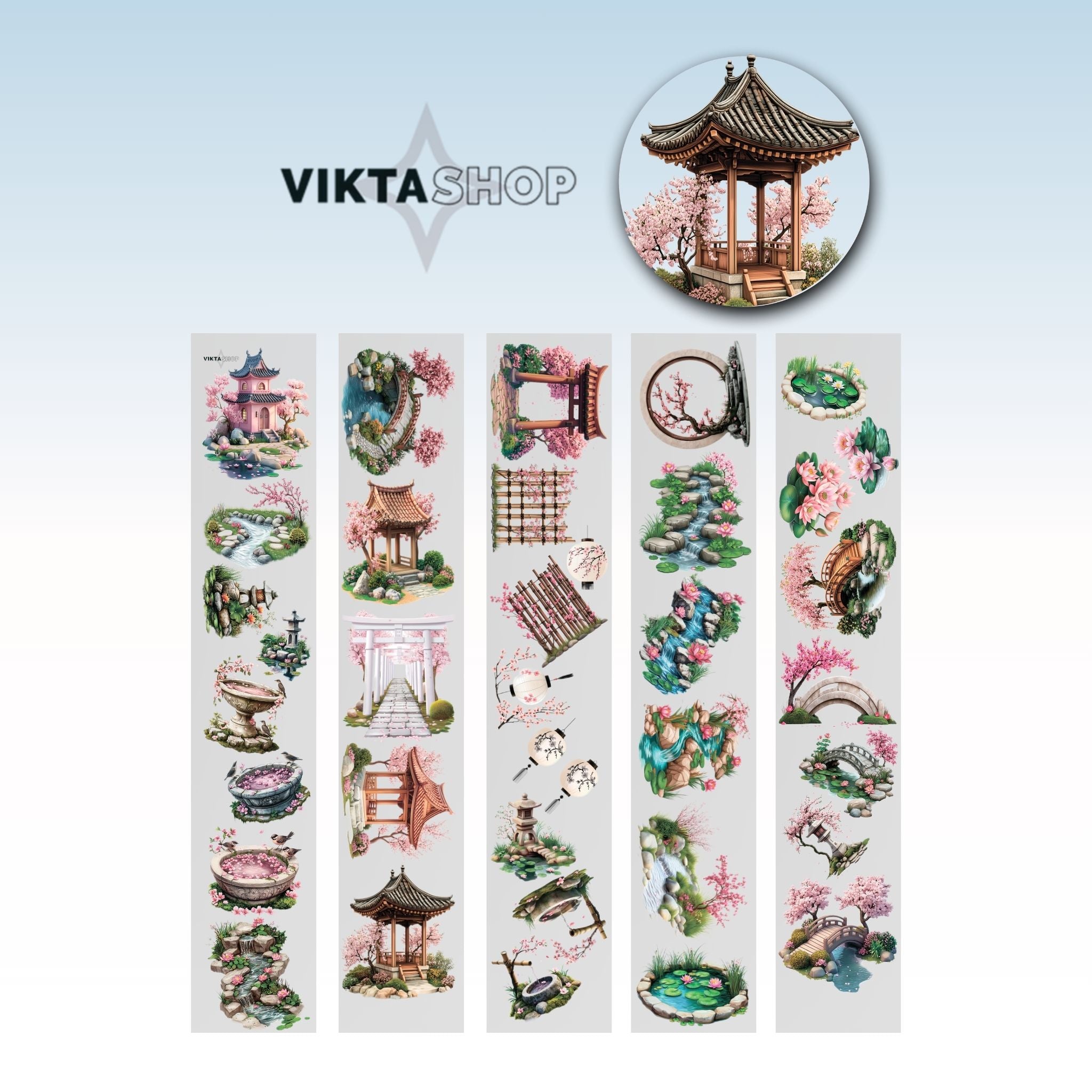 Viktashop Sakura Garden PET Tape 9cm x 2.5m