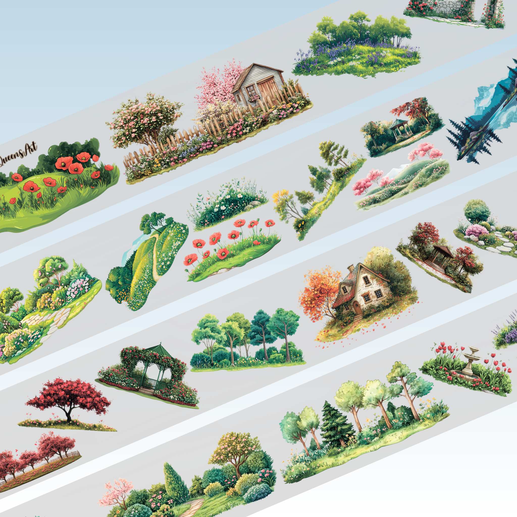 Queens Art Spring Landscape PET Tape 9cm x 2.5m