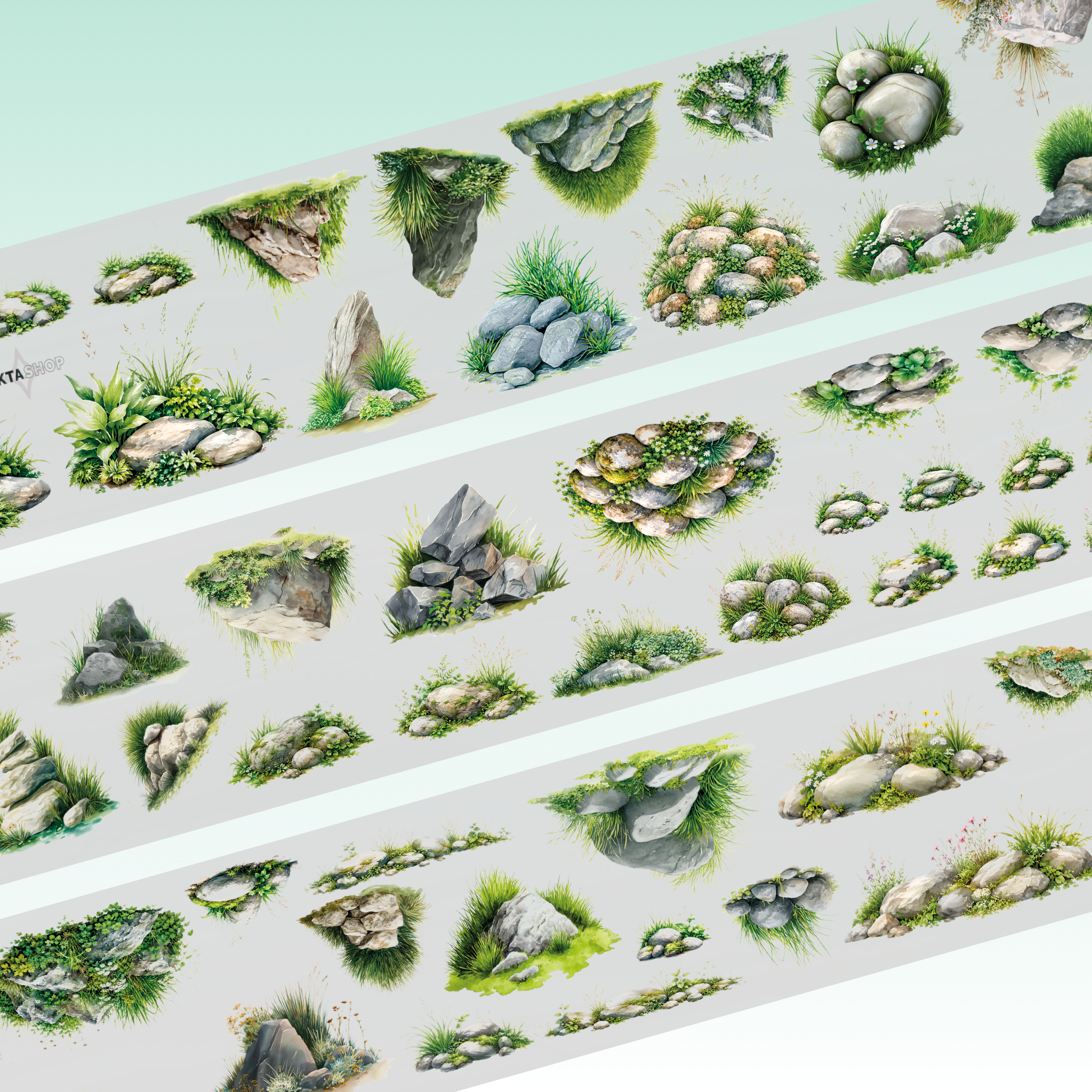 Viktashop Stones With Grass PET Tape 6cm x 1m