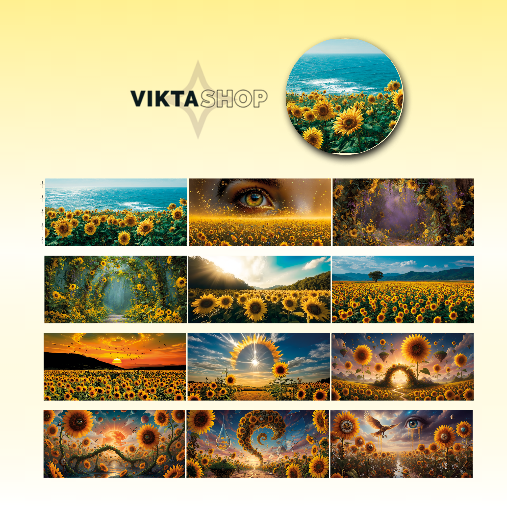 Viktashop Sunflowers Field PET Tape 10cm x 2,5m