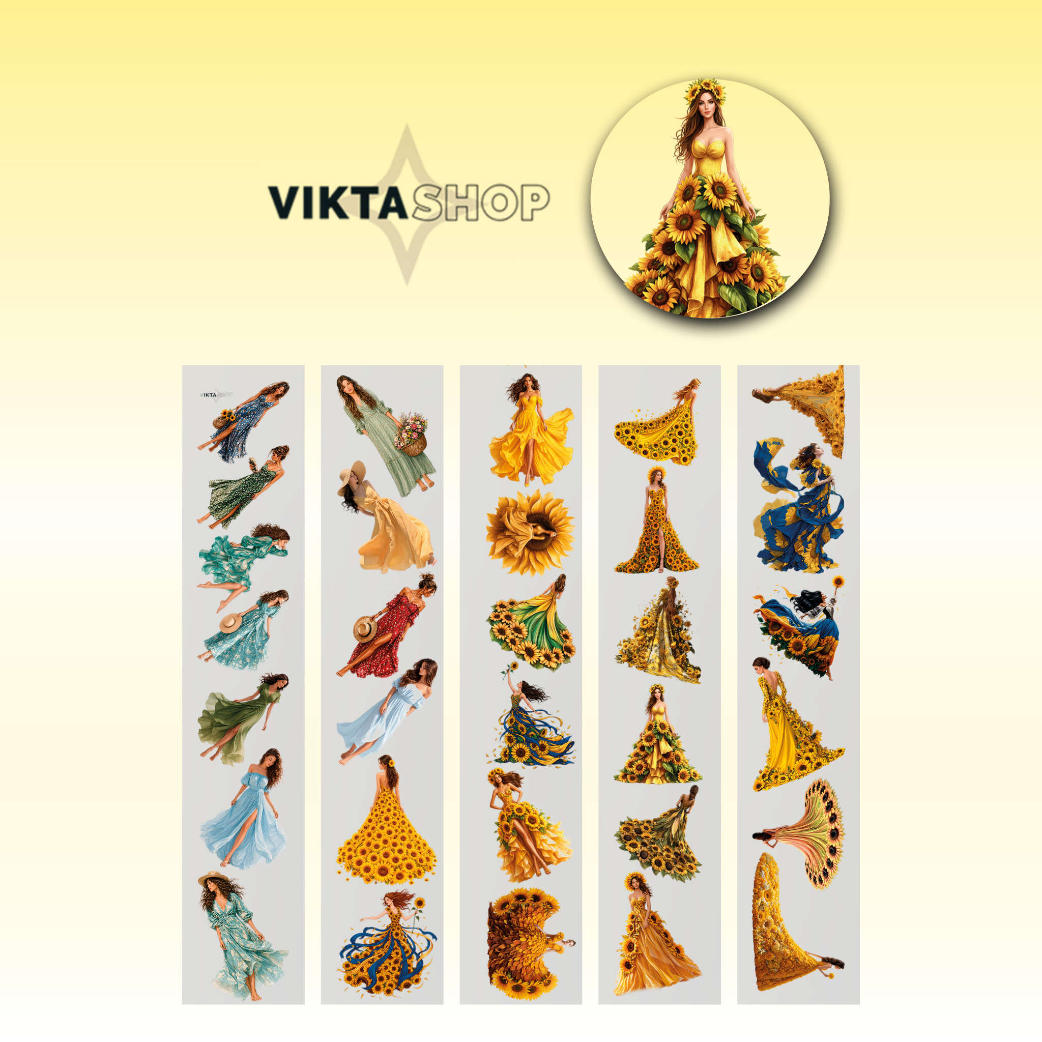Viktashop Sunflowers Girls PET Tape 8cm x 2,5m