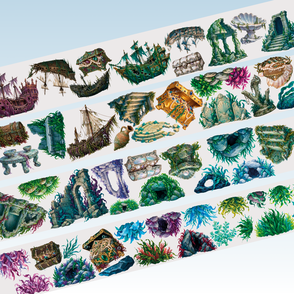 Viktashop Underwater Ruins PET Tape 10cm x 2.5m