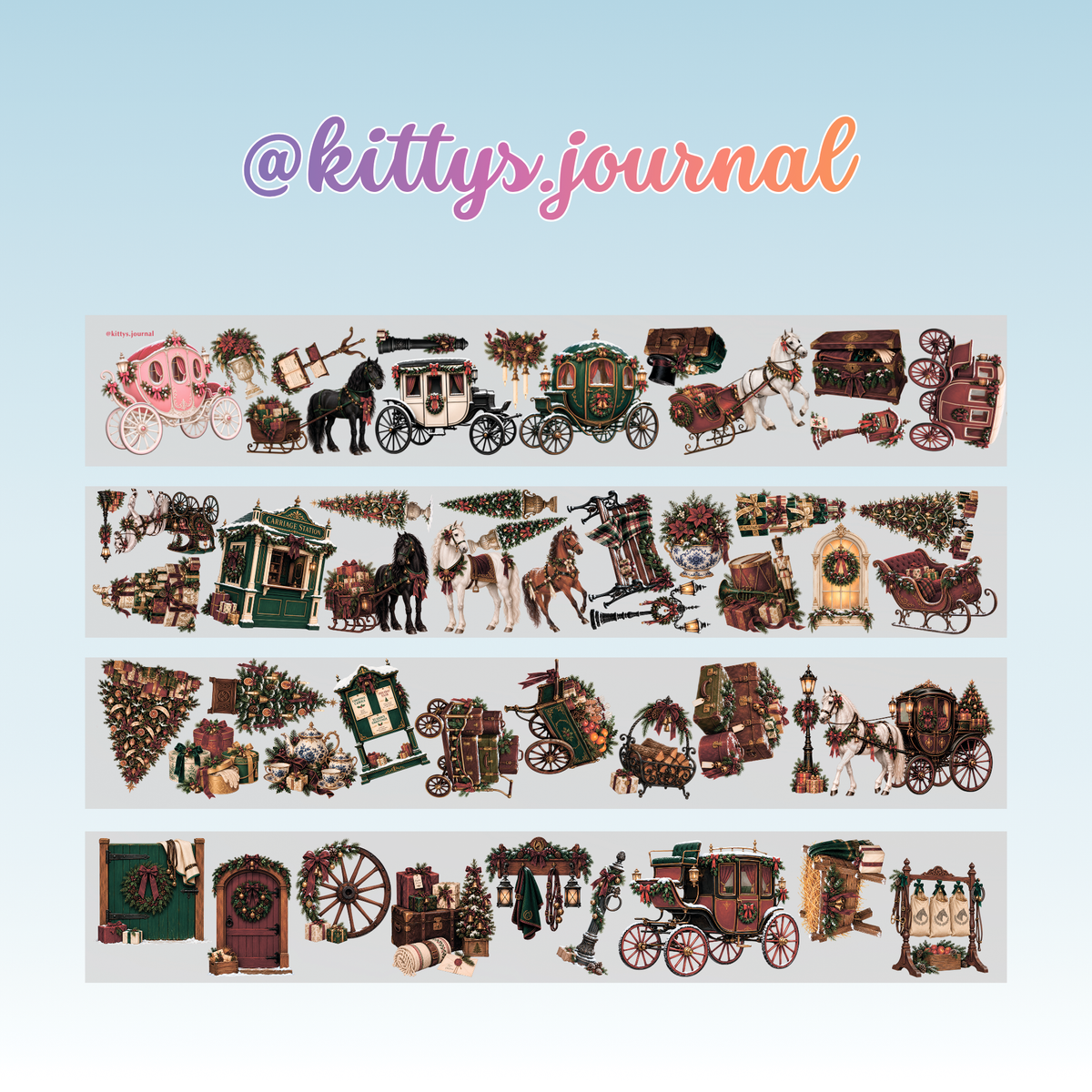 Kittys Journal Victorian Christmas PET Tape 10cm x 2.5m