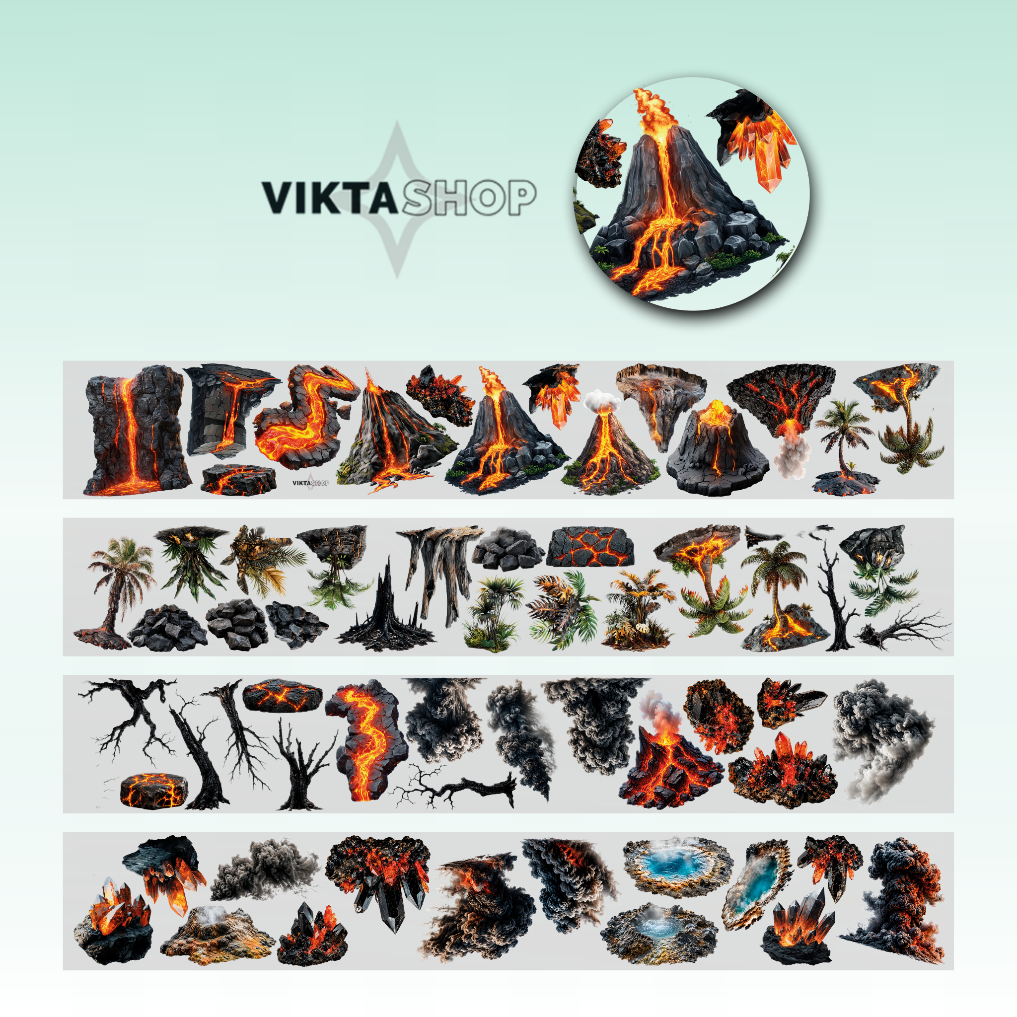 Viktashop Volcanoes Elements PET Tape 10cm x 2.5m