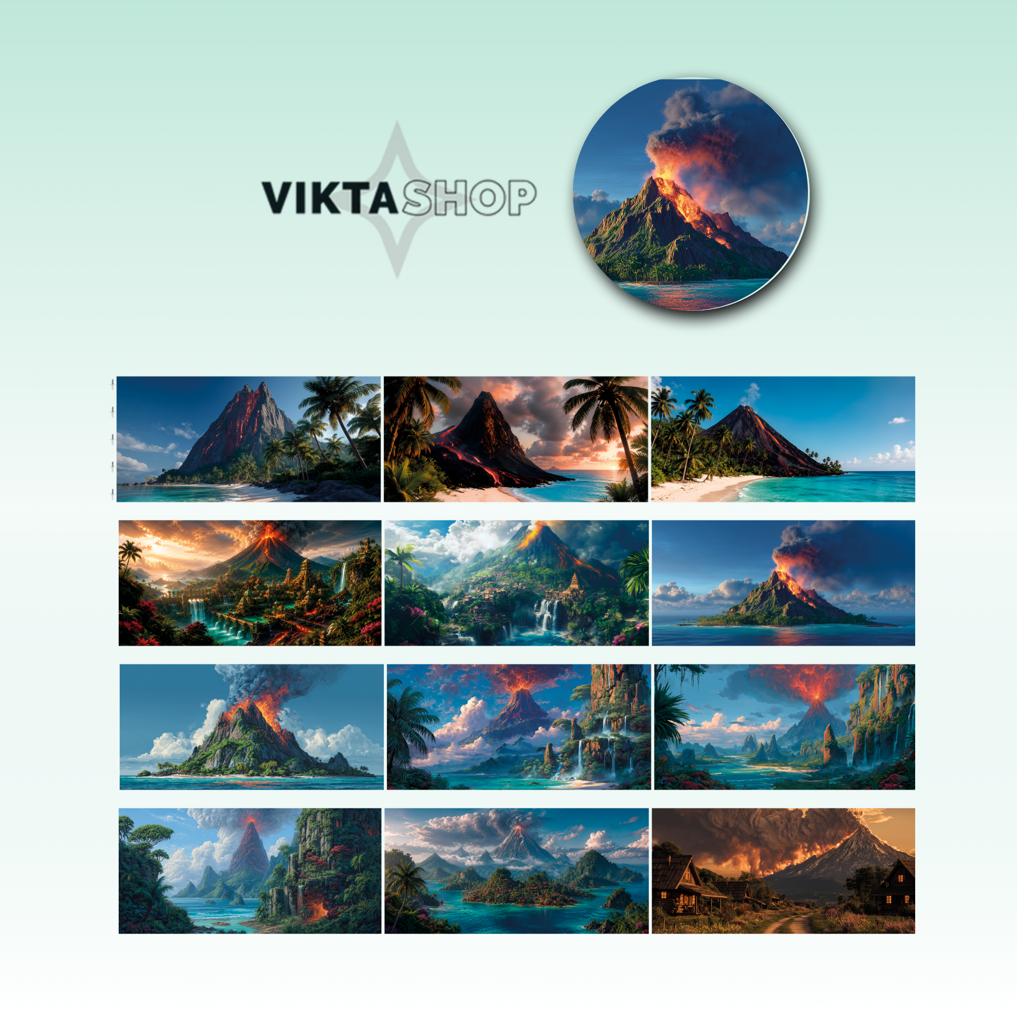 Viktashop Volcanoes Lanscape PET Tape 10cm x 2.5m