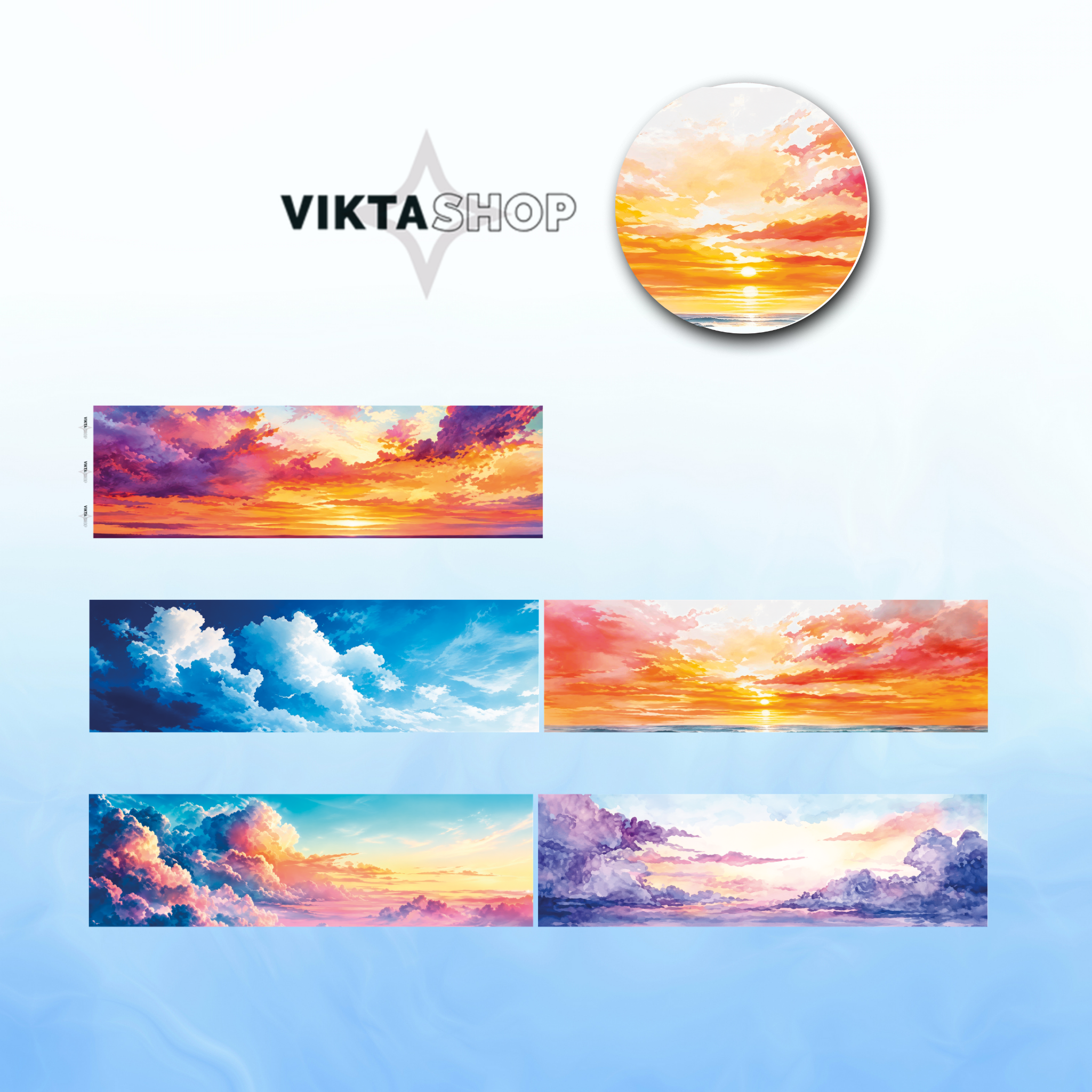 Viktashop Watercolor Sky PET Tape 6cm x 1m