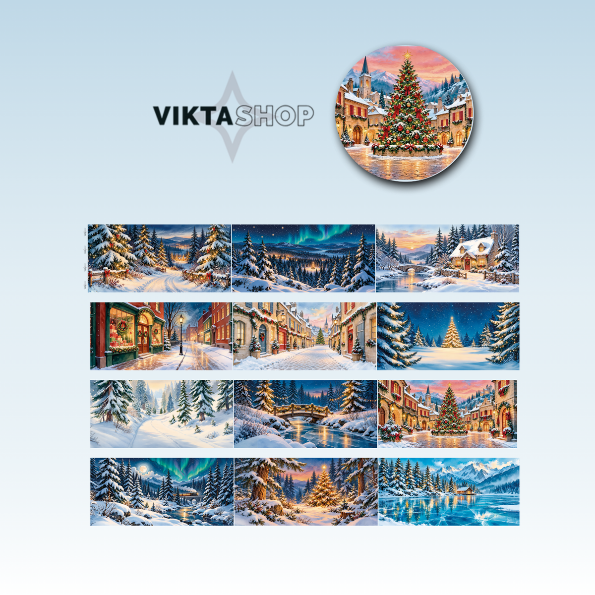 Viktashop Christmas Magic Scenery PET Tape 10cm x 2.5m