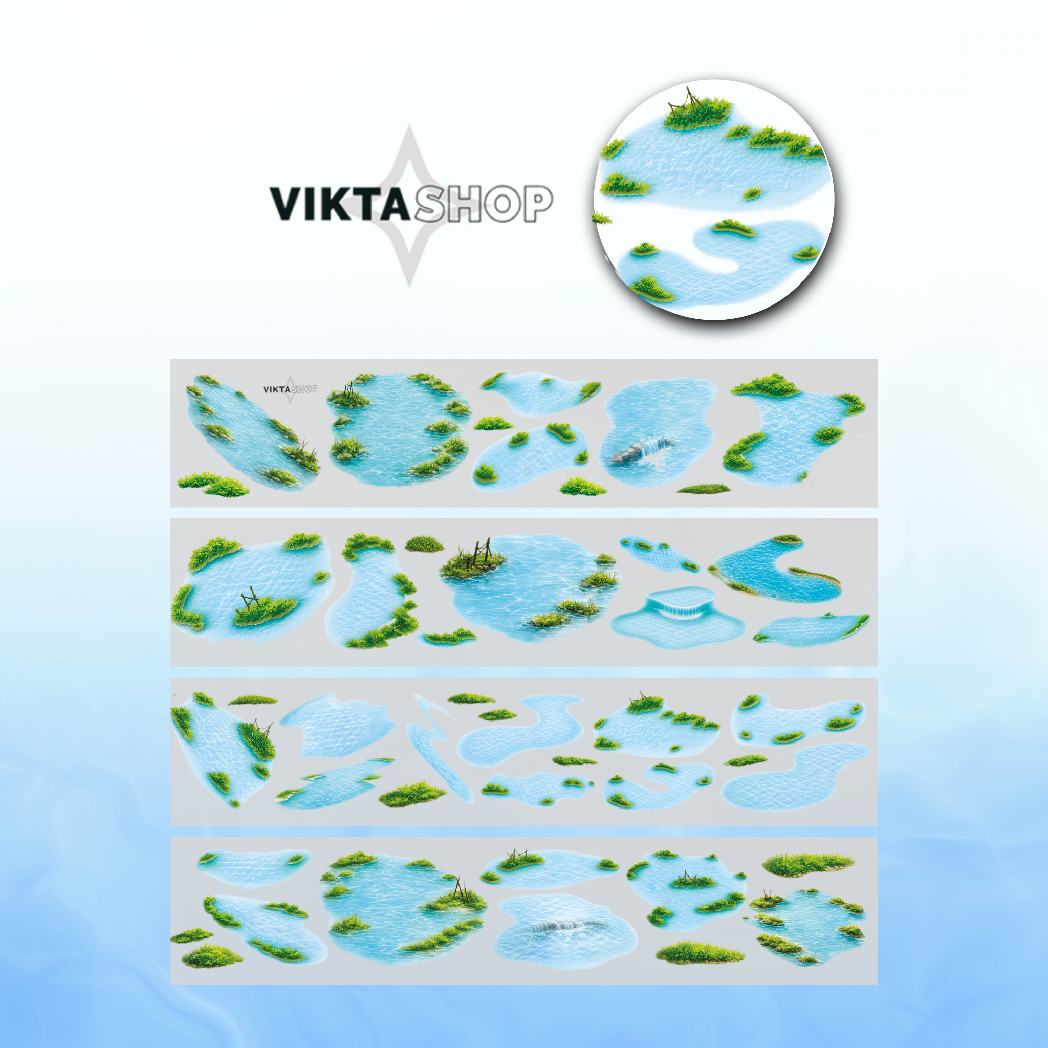 Viktashop Water With Grass Scene PET Tape 6cm x 1.25m