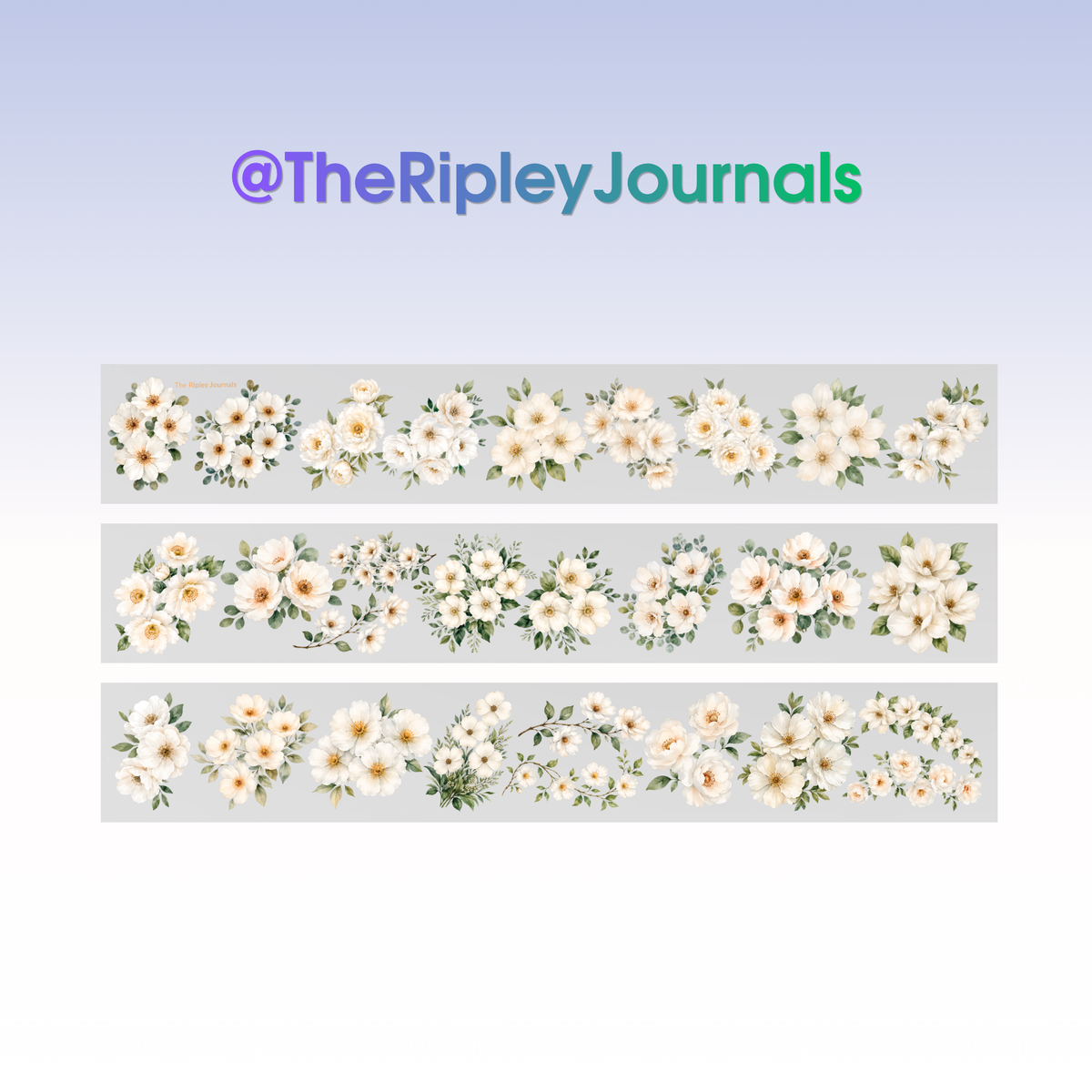 The Ripley Journals White Flowers PET Tape 6cm x 1.25m