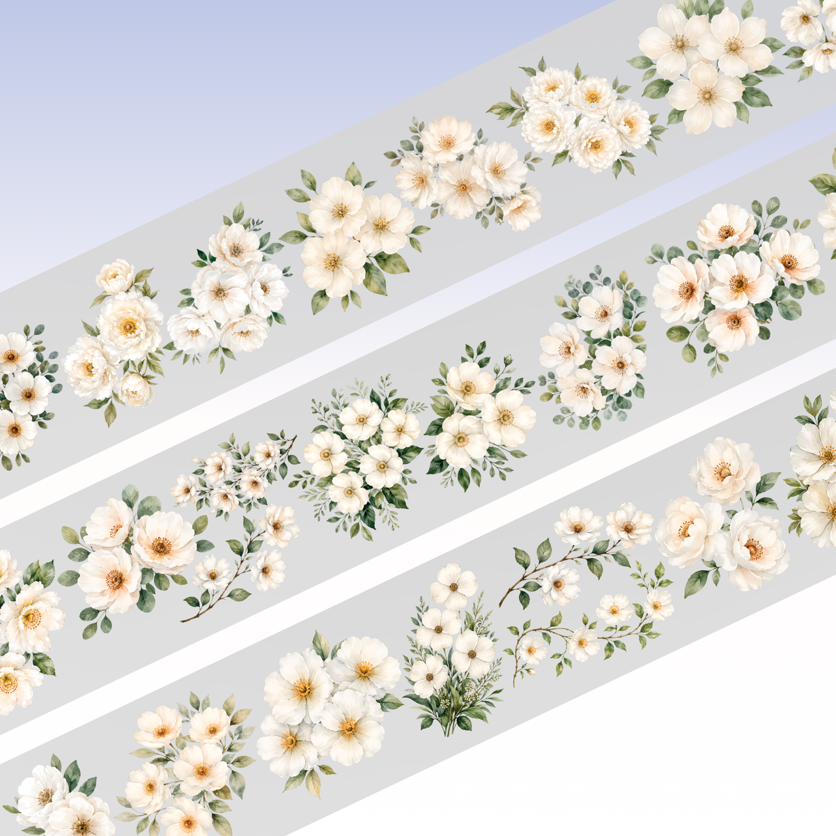 The Ripley Journals White Flowers PET Tape 6cm x 1.25m