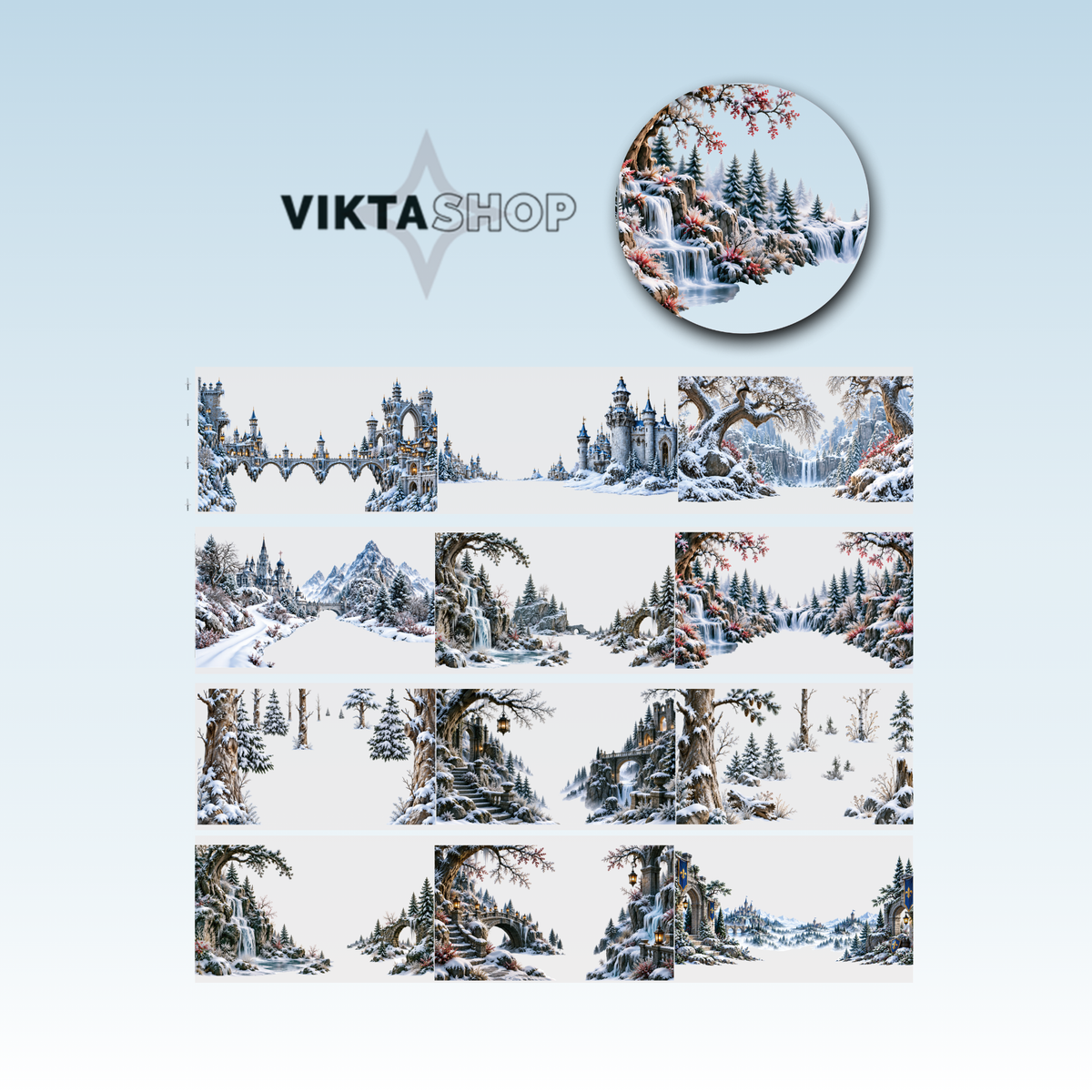 Viktashop 3D Medieval Winter Kingdom PET Tape 12cm x 2.5m