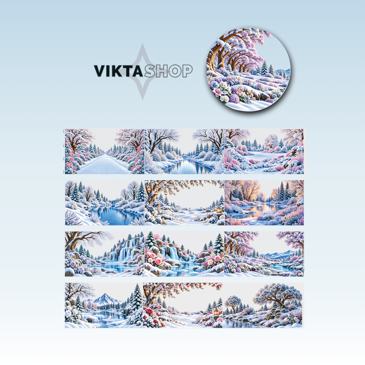 Viktashop Enchanted Winter Landscapes PET Tape 12cm x 2.5m
