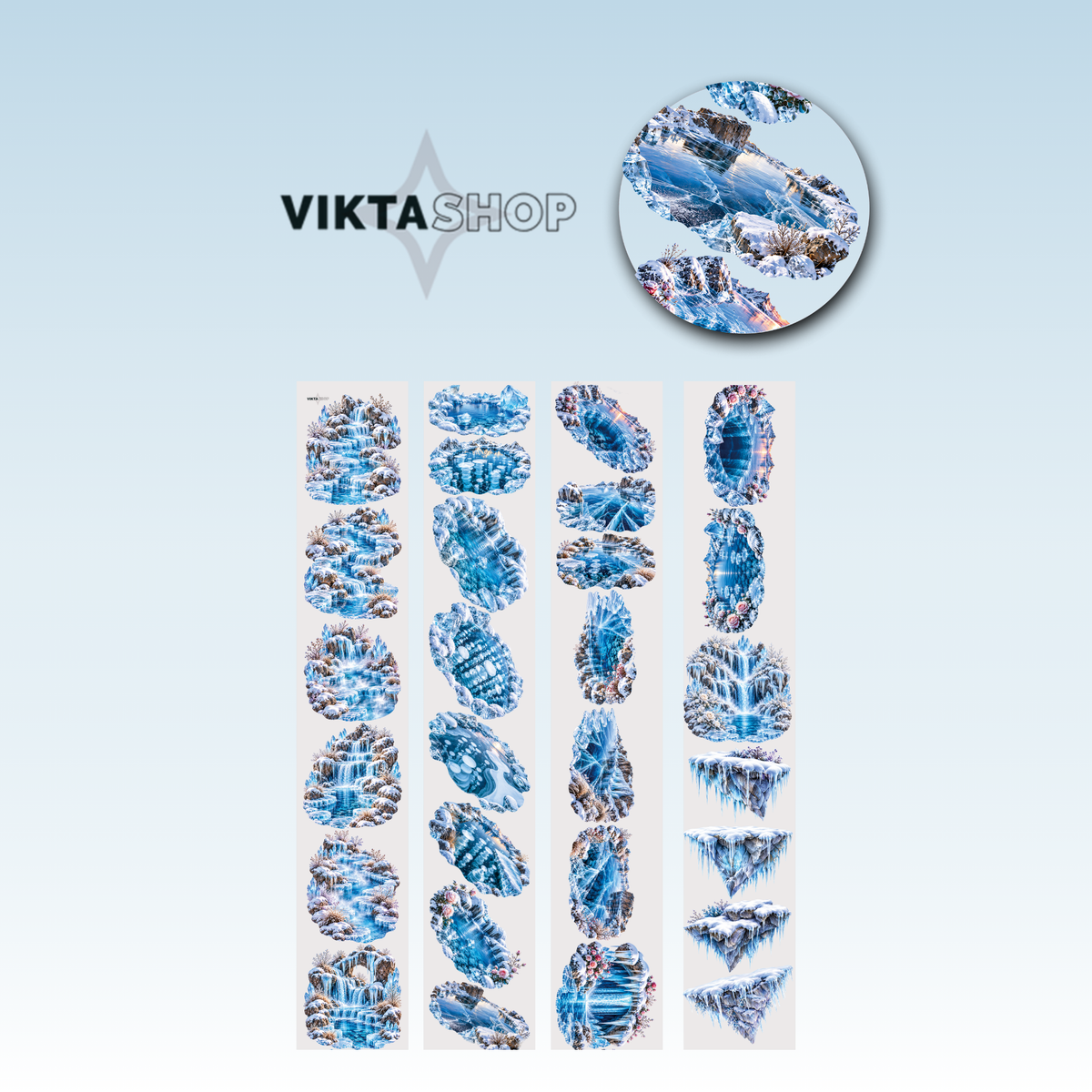 Viktashop Crystal Ice Waterfalls PET Tape 10cm x 2.5m