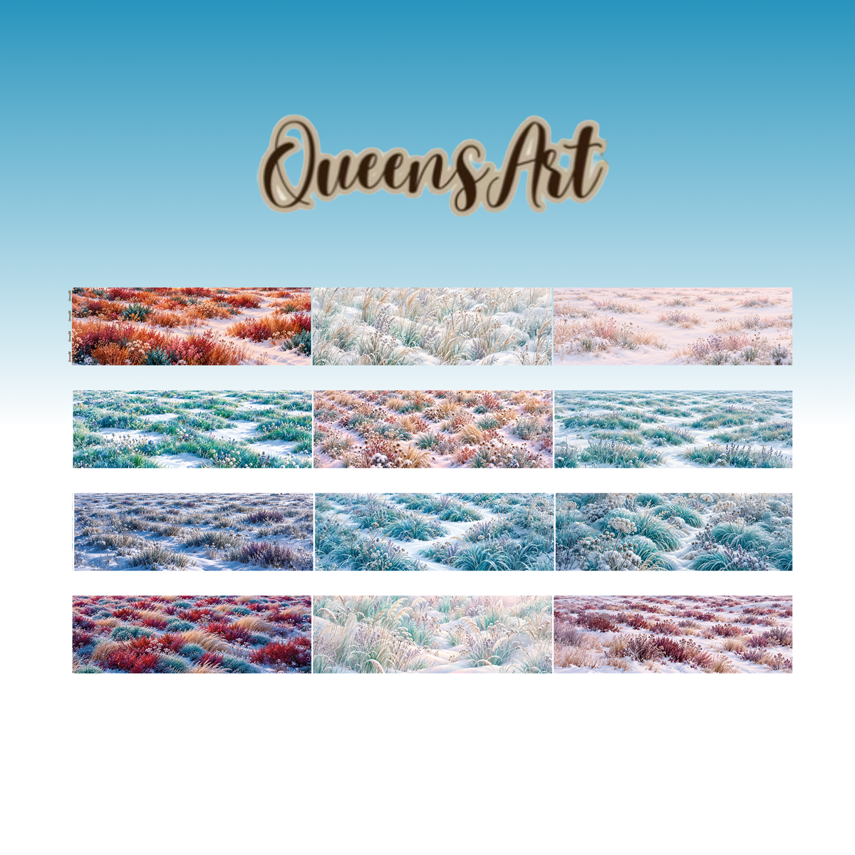 Queens Art Winter Grass Landscape PET Tape 7cm x 2.5m